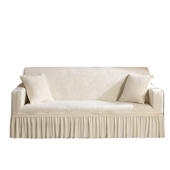 LKJYER Velvet Floral Sofa slipcover,Thick Embossed Couch Cover with Ruffled Skirt,Soft Sofa Cover for Chair loveseat sectional Sofa