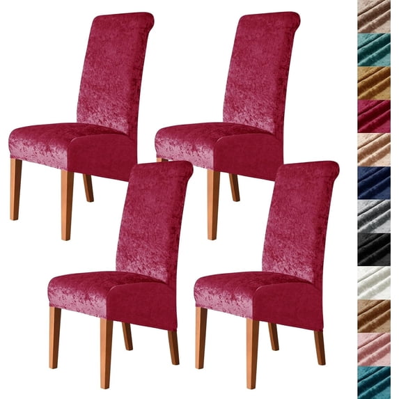 LKJYER Velvet Stretch High Back Parsons Chair Covers Set , Removable Spandex XL/Oversized Extra Large Size Dining Room Chair Covers Slipcovers, Seat Protectors for Dining Room Banquet Decor