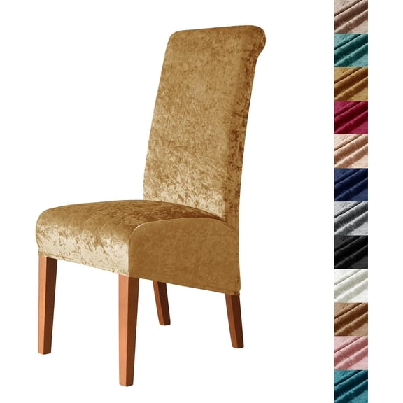 LKJYER Velvet Stretch High Back Parsons Chair Covers Set , Removable Spandex XL/Oversized Extra Large Size Dining Room Chair Covers Slipcovers, Seat Protectors for Dining Room Banquet Decor