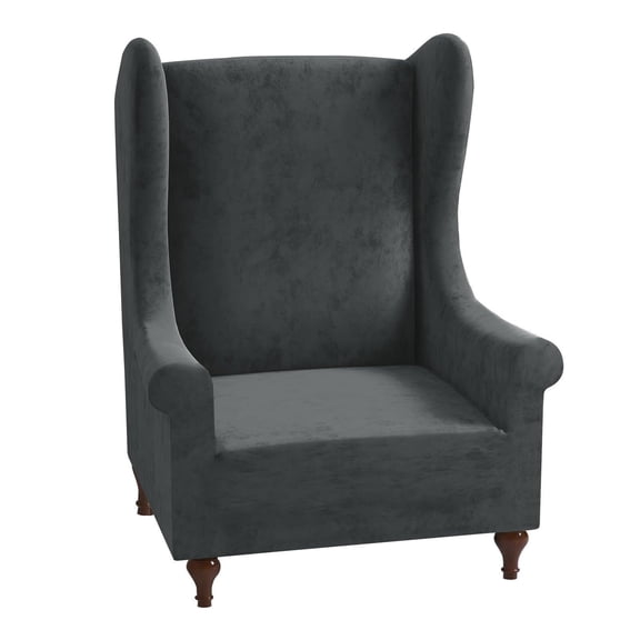 LKJYER Velvet Wingback Chair Slipcover 1 Piece Armchair Covers Stretch Wing Chair Covers Non-Slip Furniture Protector
