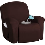 LKJYER Waterproof Repellent Recliner Chair Cover, 4 Piece Manual Recliner Cover with Release Pull Handle Hole Soft Reclining Armchair Slipcover