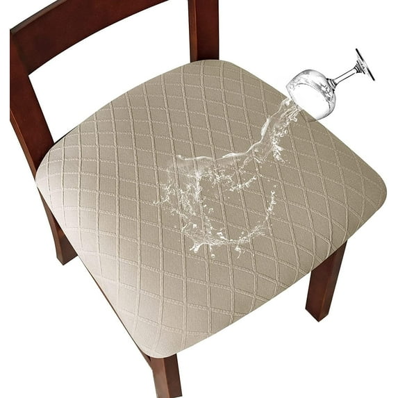 LKJYER Waterproof Seat Cover for Dining Room Chairs, 2/4 PCS Chair Cushion Cover Dining Chair Cover Washable Chair Seat Protector Soft Stretch Slipcover for Dining Chairs