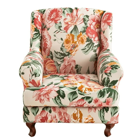 LKJYER Wing Back Wing Back,Stretch Printed Wingback Chair Slipcover with Elastic Bottom,No-Slip Universal Four Seasons for Armchair Sofa Cover Home Decoration