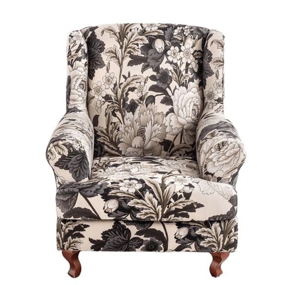 LKJYER Wing Back Wing Back,Stretch Printed Wingback Chair Slipcover with Elastic Bottom,No-Slip Universal Four Seasons for Armchair Sofa Cover Home Decoration