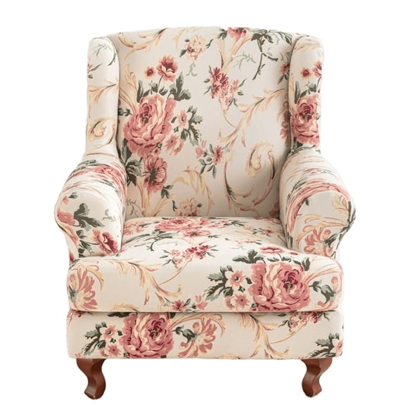 LKJYER Wing Back Wing Back,Stretch Printed Wingback Chair Slipcover with Elastic Bottom,No-Slip Universal Four Seasons for Armchair Sofa Cover Home Decoration