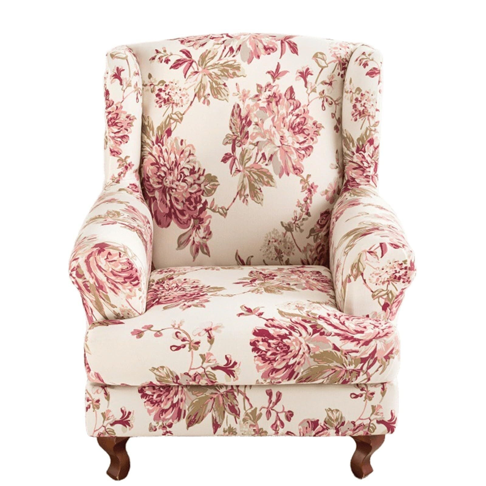 LKJYER Wing Back Wing Back,Stretch Printed Wingback Chair Slipcover with Elastic Bottom,No-Slip Universal Four Seasons for Armchair Sofa Cover Home Decoration