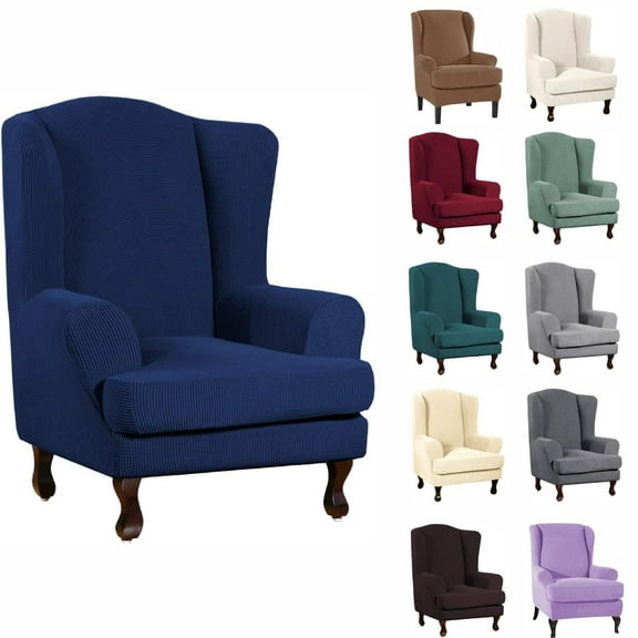 LKJYER Wing Chair Slipcovers 2 Pieces Stretch Spandex Wingback Chair Covers Sofa Slipcover Washable Armchair Protector Cover for Living Room and Bedroom