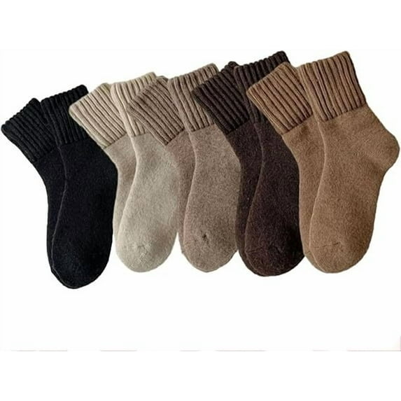LKJYER Winter 5-Pack Women's Thick Warm Socks, Breathable Cotton Blend, Perfect For Hiking And Everyday Wear
