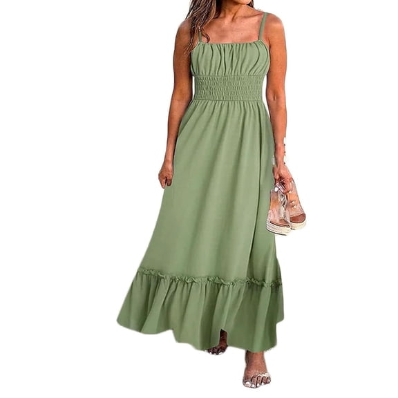 LKJYER Women  Floral Deep V Neck  Dress, Floral Cami , Summer Long Beach Suspender Dress, Sleeveless Dress