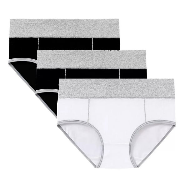 LKJYER Women's Cotton Underwear Mid Waisted Ladies Panties Soft Breathable Full Coverage Briefs 3 Pack