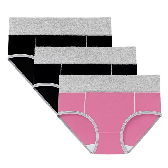 LKJYER Women's Cotton Underwear Mid Waisted Ladies Panties Soft Breathable Full Coverage Briefs 3 Pack