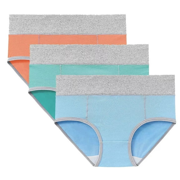 LKJYER Women's Cotton Underwear Mid Waisted Ladies Panties Soft Breathable Full Coverage Briefs 3 Pack