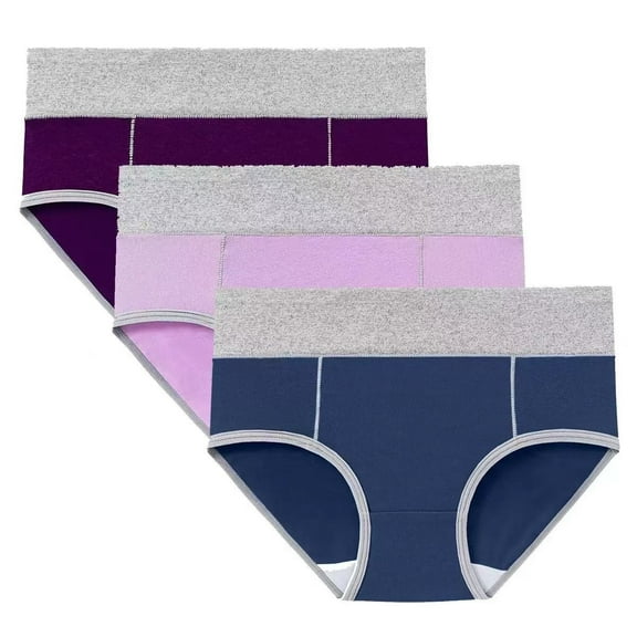 LKJYER Women's Cotton Underwear Mid Waisted Ladies Panties Soft Breathable Full Coverage Briefs 3 Pack
