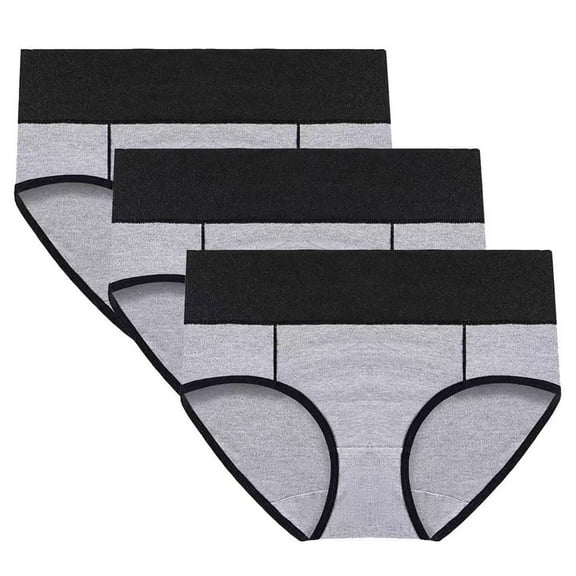 LKJYER Women's Cotton Underwear Mid Waisted Ladies Panties Soft Breathable Full Coverage Briefs 3 Pack