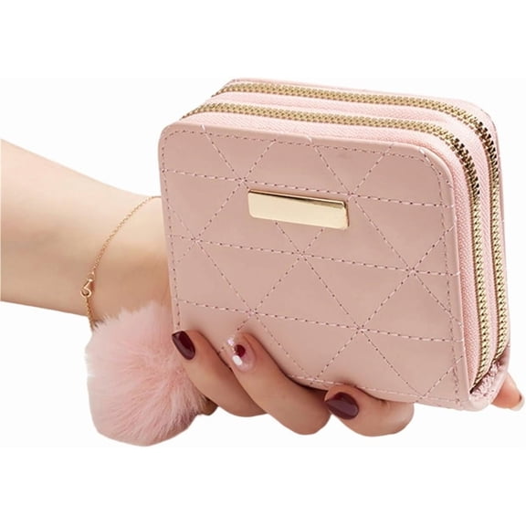 LKJYER Women's Mini Quilted Coin Purse  Diamond Stitch PU Leather Wallet With Double Layer & Breathable Design