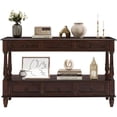 thumbnail image 1 of LKTART 54 inch Farmhouse Console Table, Solid Wood Entryway Table with 6 Drawers and Storage Shelf, Espresso, 1 of 8
