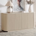thumbnail image 1 of LKTART 64" Buffet Cabinet with Storage, Modern Fluted Accent Sideboard Media Console Credenza with Adjustable Shelves Pressed Spring for Kitchen Living Room,31.5" H (Rock Grey), 1 of 11