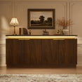 thumbnail image 1 of LKTART 66" Sideboard Buffet Cabinet with Storage,LED Lights,Walnut Modern Credenza Storage Cabinet ,1" Thick Floating Top,Adjustable Shelves,Pivot Door Hardware,for Living Room,Kitchen, 1 of 7