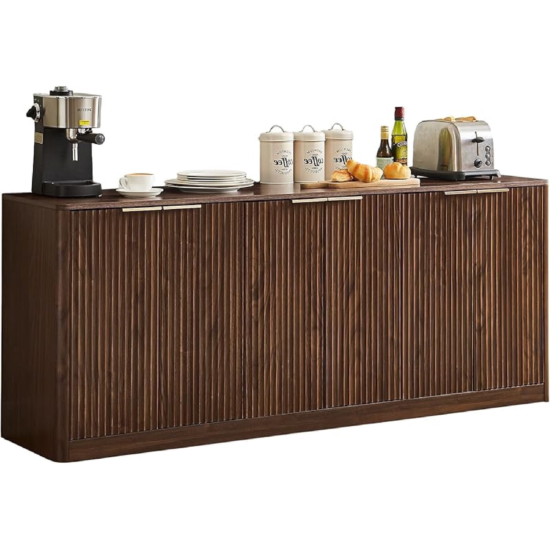 LKTART 67" Fluted 6-Door Buffet Sideboard with Storage, Mid-Century Modern for Living Room Kitchen - Walmart.com