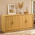 thumbnail image 1 of LKTART Sideboard Buffet Cabinet Farmhouse With Storage Arched Doors Wood 4 Doors 1 Drawer Off-White 67 Inch, 1 of 8