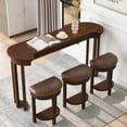 thumbnail image 1 of LKTART Bar Table and Chairs Set, Modern Retro Sofa Table with Stools, Behind Couch Console Table Set, Solidwood Legs & Dividers, Bar Height Table for Kitchen, Small Space(Cherry), 1 of 9