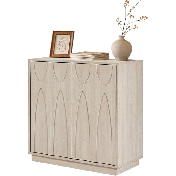 LKTART Mid Century Modern Storage Sideboard Cabinet, 31.5" Buffet Credenza with 2 Doors & Adjustable Shelf, Console Table for Living Room Entryway Kitchen, Rock Grey