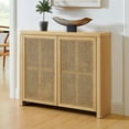 thumbnail image 1 of LKTART Small Sideboard Buffet Cabinet Kitchen Storage Cabinet with 2 Rattan Doors,Boho Wooden Console Table for Living Room,Entryway(39.4" Natural), 1 of 10