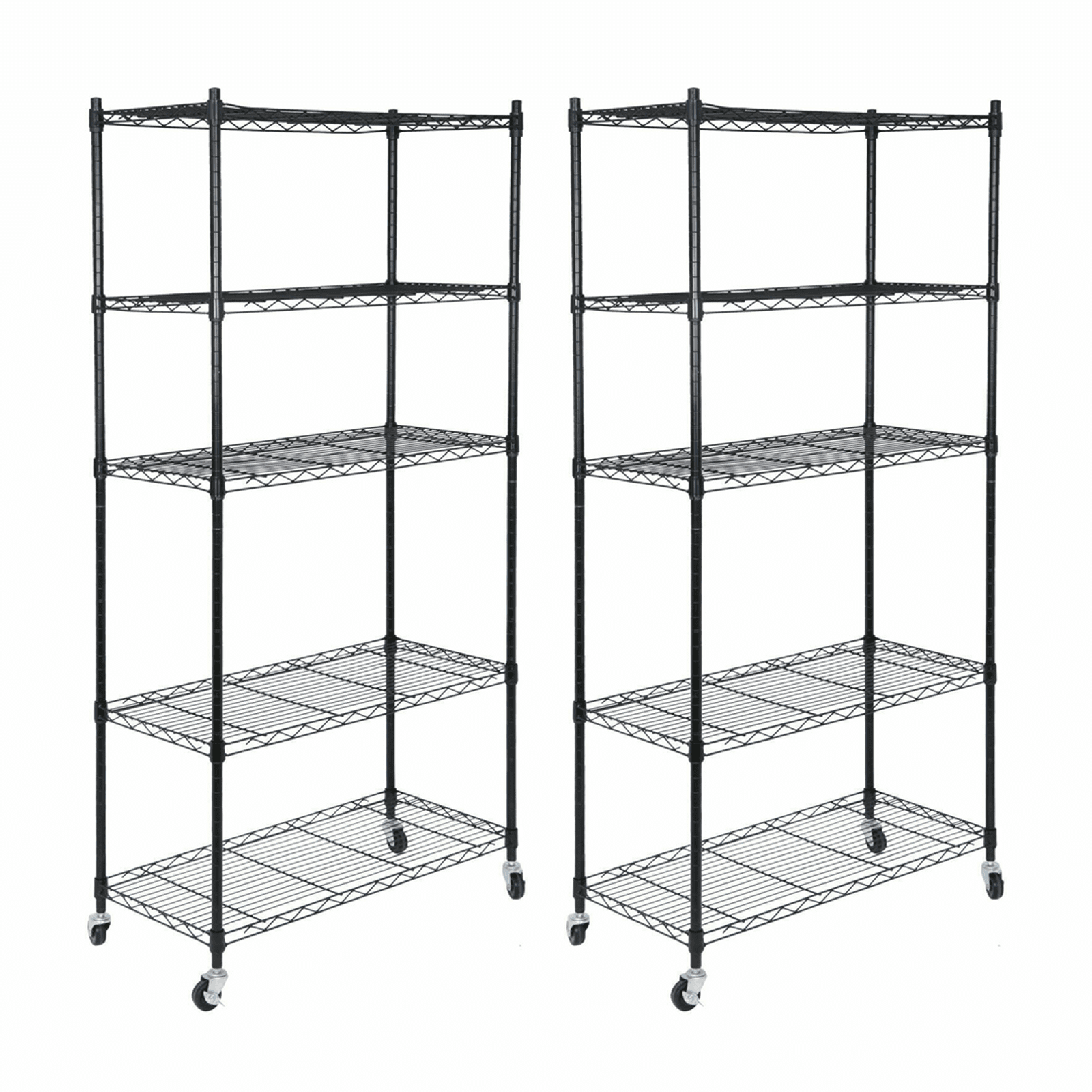 LKUPM 2PCS 5-Tier Shelves Wire Unit Rack, Large Space Storage with 4 ...