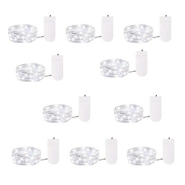 LKWLPD 10 Pack Led Fairy Lights Battery Operated String Lights Waterproof Silver Wire3.2Ft 10 Led Lights for diy Wedding Party Bedroom Patio Christmas
