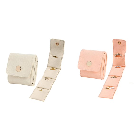 LKWLPD 2 Pack Travel Jewelry Organizer Case Foldable Jewelry Roll Luxury Small Jewelry Gift Bags with Snap Button Jewelry Packaging Bag Luxury Small Favor Bags for Journey Rings, Necklaces, Earrings