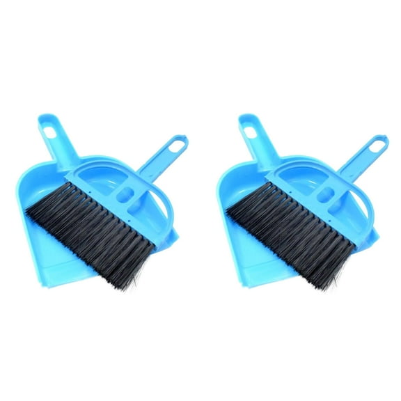 LKWLPD 2 Pcs Mini Dustpan and Brush Set Cat Litter Broom Small Dust Pans with Brush Set Cleaning Tool for Desk, Car and Animal Waste(Blue)