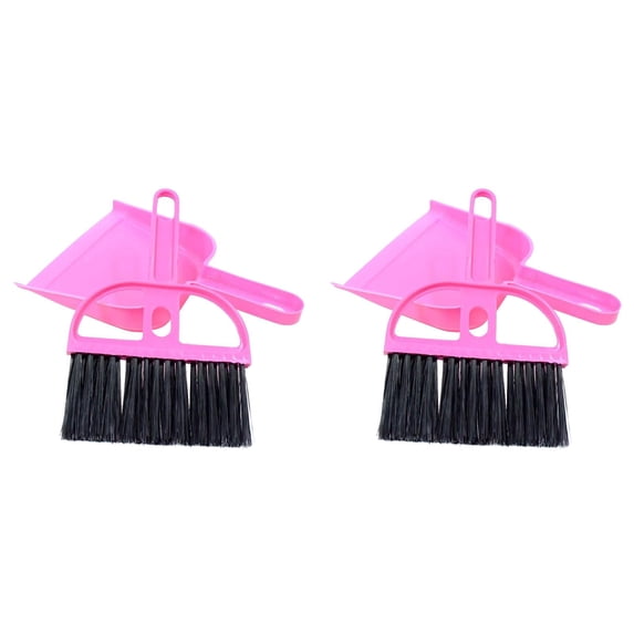 LKWLPD 2 Pcs Mini Dustpan and Brush Set Cat Litter Broom Small Dust Pans with Brush Set Cleaning Tool for Desk, Car and Animal Waste(Pink)