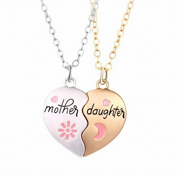 LKWLPD 2 Piece Necklace Set Mother Daughter Necklace Split Heart Matching Pendant Necklaces,Personalized 2Pcs Necklaces Set Mothers Day Gifts