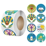 LKWLPD 500 Pcs Easter He Is Risen Christian Stickers for Kids Roll Shape Assorted Jesus Christian Easter Stickers Cross Bible Pray Stickers for Religious Stationery Easter Sunday School
