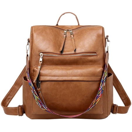 LKWLPD Backpack for School Women Backpack Leather Backpack Purse for Women Large Designer Travel Ladies Fashion Convertible College Shoulder Bags Brown