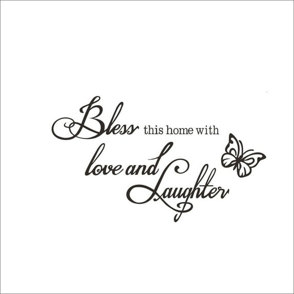 LKWLPD Bless This Home Wall Decor Wall Decal, Bless This Home with Love and Laughter Wall Decal Quotes Religious Sayings Vinyl Wall Art Decor Home Blessing(20"x12", Black)