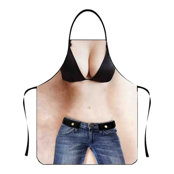 LKWLPD Creative Aprons for Women Waterproof Funny Kitchen Aprons Naked Man & Bikini Girl Adjustable Bbq Aprons Funny Kitchen Aprons for Women for Couples Novelty Gifts