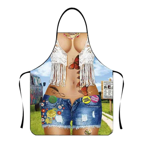 LKWLPD Creative Aprons for Women Waterproof Funny Kitchen Aprons Naked Man & Bikini Girl Adjustable Bbq Aprons Funny Kitchen Aprons for Women for Couples Novelty Gifts