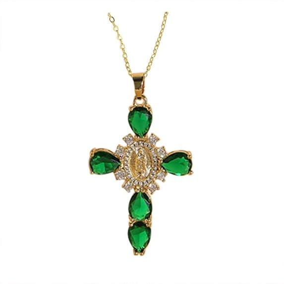 LKWLPD Cross Necklace for Women Virgin Mary Pendant Necklace Catholic Cross Pendant Oval Pendants for Women Men Christian Gifts