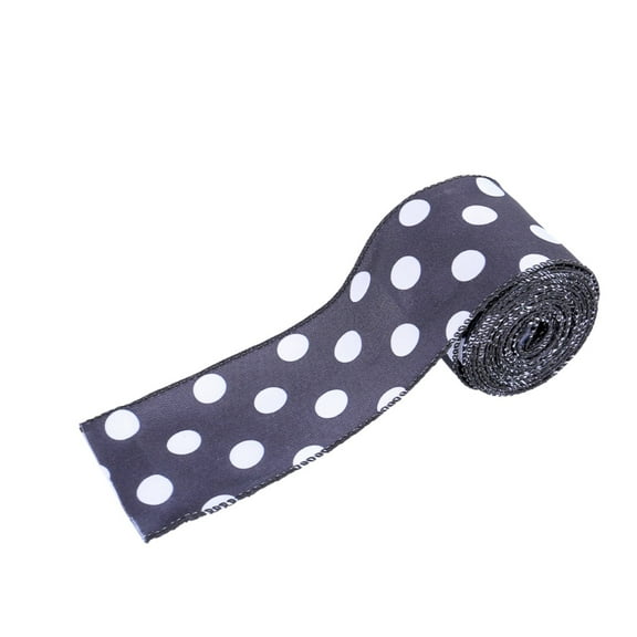 LKWLPD Gift Box Straps Black and White Wired Edge Ribbon Dot Polka Burlap Ribbon for Gift Wrapping, Wreath Bows Making, Crafts Home Party Christmas Tree Decoration