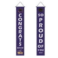 LKWLPD Graduation Banner Class of 2025 Grad Porch Banner Sign Black Gold Graduation Cap Diploma