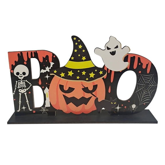 LKWLPD Halloween Table Decorations 4.72*7.87Inch Happy Halloween Table Decoration Stand Wooden Table Decorations Candy Day Decorations Party Dinner Coffee Table Topper Tier Tray Room Decor