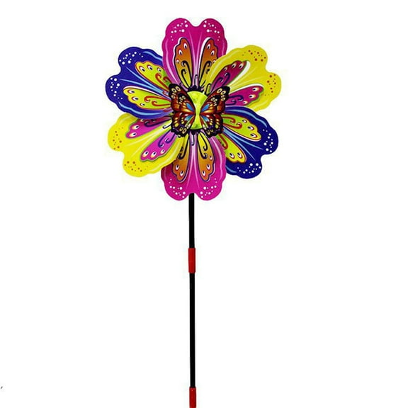 LKWLPD Handheld 3D Butterfly Windmill Spinner - Colorful Plastic Flower Garden Decoration Toy for Kindergarten Outdoor Playtime & Kids Party Activities