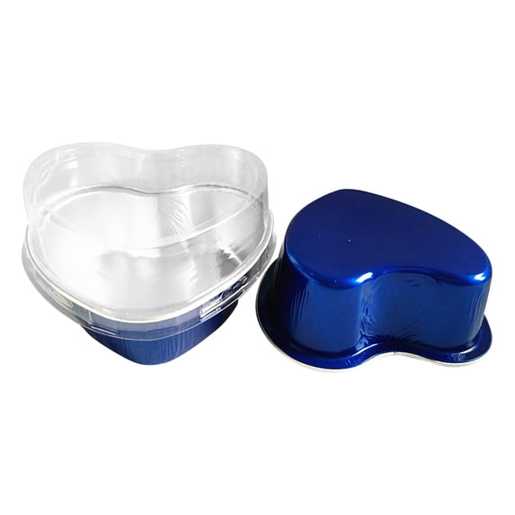 LKWLPD Heart Shaped Aluminum Pans 5 Packs Aluminum Heart Cake Pans with Lids for Baking Heart Cupcake Cup Pan Baking Pans for Valentine's Day Wedding Parties