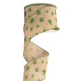 thumbnail image 1 of LKWLPD Shamrock Wired Edge Ribbon Roll Green Flower Ribbon Chinoiserie Fabric Ribbon for Wreath Bow Making Diy Crafts Gift Wrapping Spring Fresh Imitation Linen Ribbon ﻿, 1 of 2