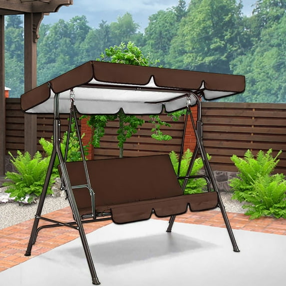LKWLPD Swing Canopy Replacement Cover Replacement Porch Top Cover Seat Furniture 2 3 Seater Waterproof Top Cover for Patio Swing Garden Swing Outdoor,Coffee One Size