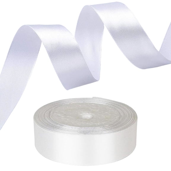 LKXGBMY 1 Roll 1 Inch x 25 Yards Solid Satin Classic Ribbon, Multi-purpose Wedding Bridal Wrapping Flower Arrangements Crafts Holiday Decorations, White