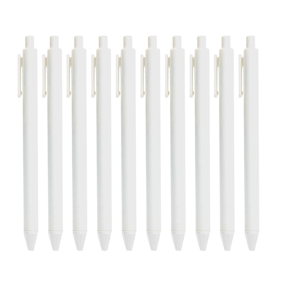 LKXGBMY 10pcs Ballpoint Pens for Smooth Writing, Simple Color Neutral Pen Retractable Ballpoint Pen Office Supplies, White