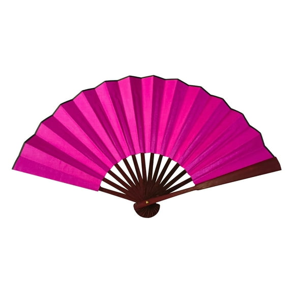 LKXGBMY 1pc Chinese Traditional Folding Hand Fan, Foldable Hand Fans for Women Bamboo Holding Hand Fan with Bright Color Fabric Folding Fan for Festival Hot Pink