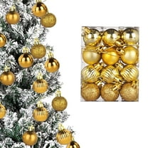 LKXGBMY 24Pcs Christmas Balls Ornaments, 4 Style 3cm Shatterproof Christmas Tree Decorations Hanging Ball for Holiday Wedding Party Decoration, Yellow